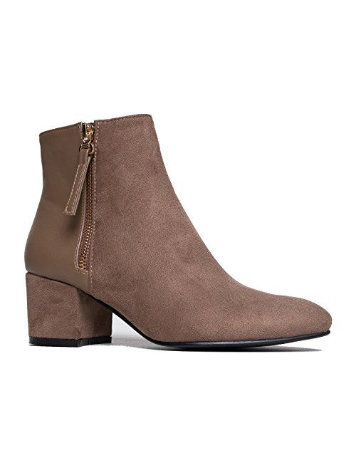 J. Adams Zuma Ankle Bootie Closed Pointed Toe Low Block Heel Zip Up Boot