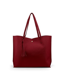 Oct17 Women Large Tote Bag - Tassels Faux Leather Shoulder Handbags, Fashion Ladies Purses Satchel Messenger Bags