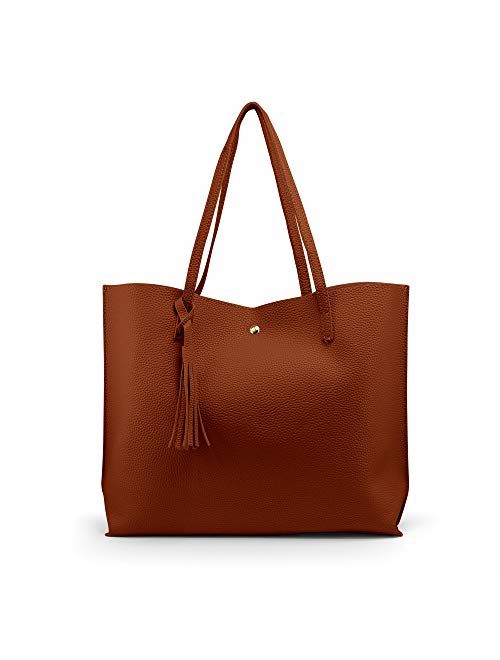 Oct17 Women Large Tote Bag - Tassels Faux Leather Shoulder Handbags, Fashion Ladies Purses Satchel Messenger Bags