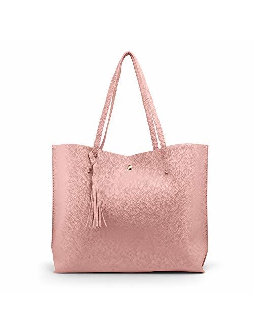 Oct17 Women Large Tote Bag - Tassels Faux Leather Shoulder Handbags, Fashion Ladies Purses Satchel Messenger Bags