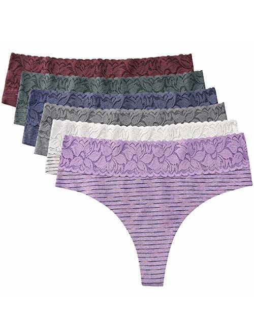 Cotton Seamless Thongs for Women No Show LaceThong Underwear G String Panties