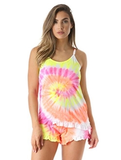 Just Love Tie Dye Pajama Short Set with Ruffle Detail