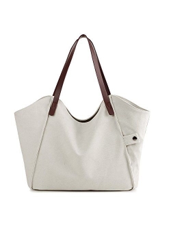 Mfeo Women's Canvas Large Capacity Tote Shoulder Work Bag Handbags Satchel Purse