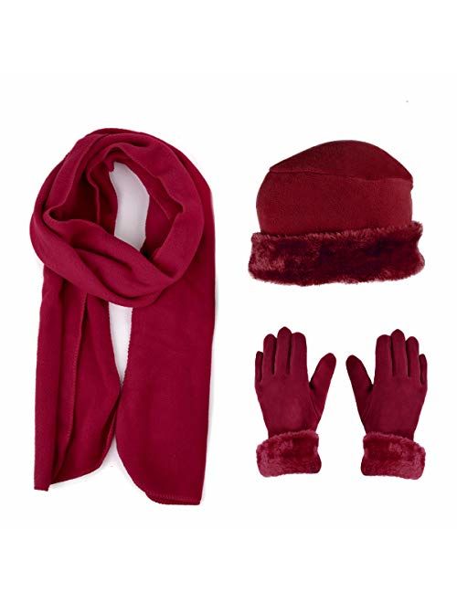 Boxed-gifts Women's Warm Fleece Winter - Women's Hat and Glove Set + Hats Gloves Scarves for Women