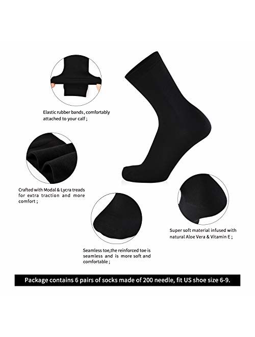 JOURNOW 6 Pairs Women's Modal Super Smooth Skin Care Dress& Casual Socks