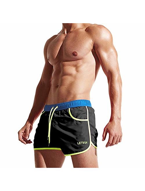 LETSQK Men's Swimwear Shorts Surf Swimsuit Swim Trunks