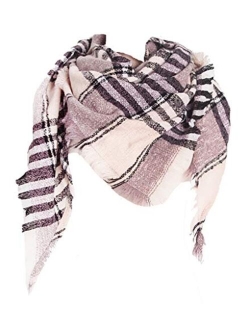 Agio Womens Warm Scarf Triangle Shawls Scarves Stripe Plaid Fichu Rough Surface