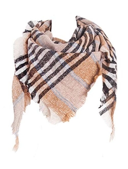 Agio Womens Warm Scarf Triangle Shawls Scarves Stripe Plaid Fichu Rough Surface