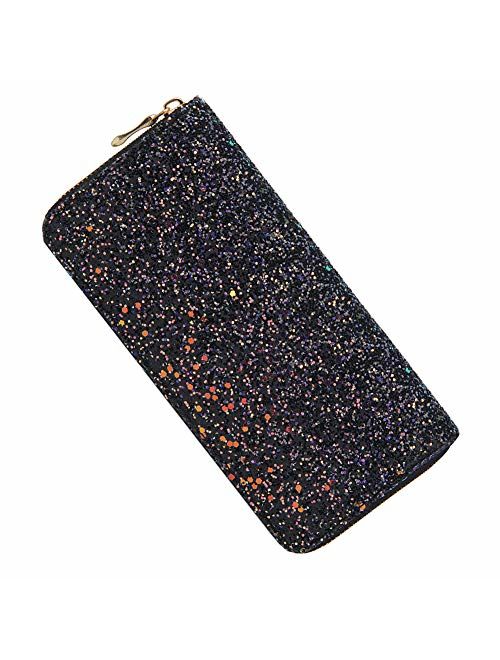 Kukoo Glitter Wallet for Women Shiny Long Phone Clutch Purse Ladies Card Holder