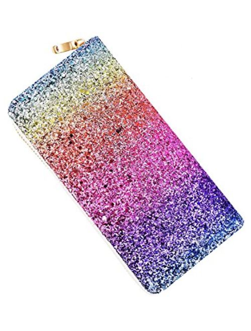 Kukoo Glitter Wallet for Women Shiny Long Phone Clutch Purse Ladies Card Holder