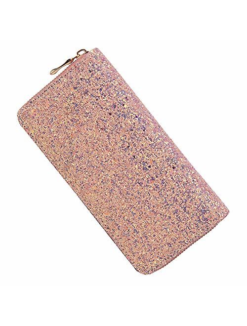 Kukoo Glitter Wallet for Women Shiny Long Phone Clutch Purse Ladies Card Holder