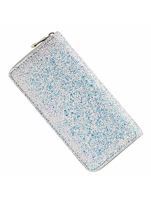 Kukoo Glitter Wallet for Women Shiny Long Phone Clutch Purse Ladies Card Holder