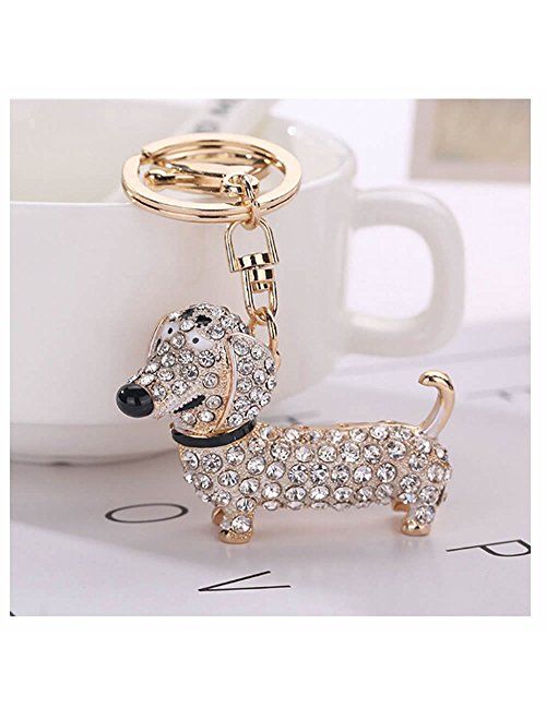 GOOTRADES Set of 3 Bling Dog Dachshund Keychain Handbag Pendant Car Decor Key Ring