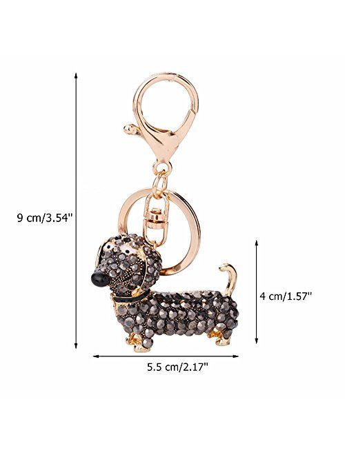 GOOTRADES Set of 3 Bling Dog Dachshund Keychain Handbag Pendant Car Decor Key Ring