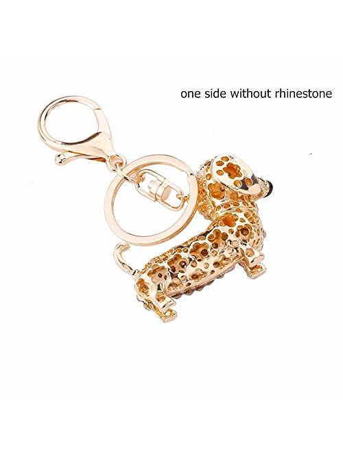 GOOTRADES Set of 3 Bling Dog Dachshund Keychain Handbag Pendant Car Decor Key Ring