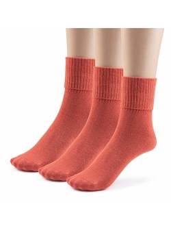 Silky Toes 3 or 6 Pk Women's Turn Cuff Bamboo Casual Socks Triple Roll Dress Crew Socks