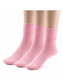 Silky Toes 3 or 6 Pk Women's Turn Cuff Bamboo Casual Socks Triple Roll Dress Crew Socks