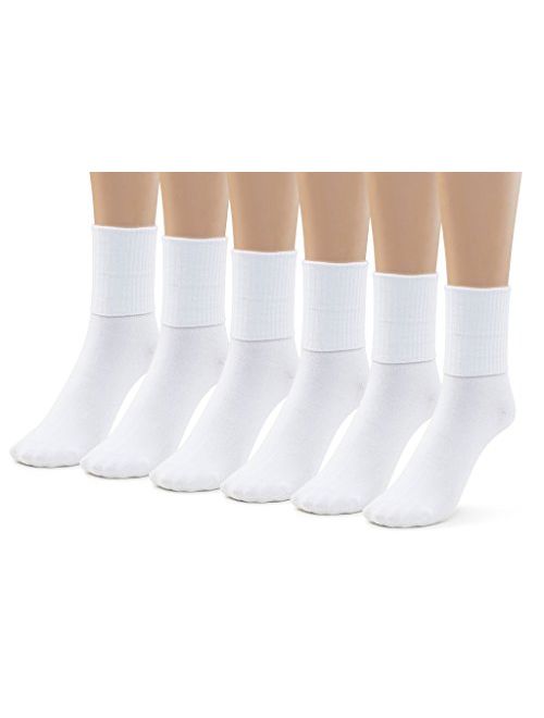 Silky Toes 3 or 6 Pk Women's Turn Cuff Bamboo Casual Socks Triple Roll Dress Crew Socks