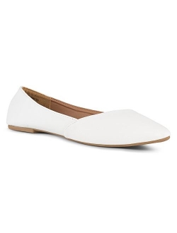 Twisted Shoes Lindsay Womens Flats, Micro Suede Ballet Flats with Comfort Insole and Asymmetric Opening