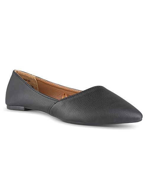 Twisted Shoes Lindsay Womens Flats, Micro Suede Ballet Flats with Comfort Insole and Asymmetric Opening