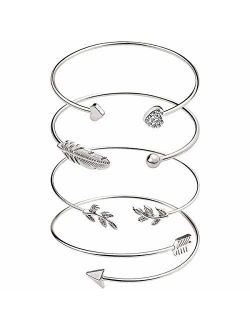 Suyi Women's Bangle Bracelet Set Open Adjustable Cuff Bracelet Wire Stackable Wrap Jewelry