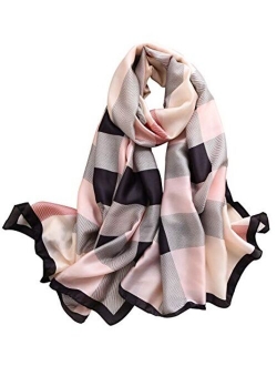 NUWEERIR Womens 100% Mulberry Silk Scarf Long Satin Scarf Fashion Designer Scarf Lightweight Wraps