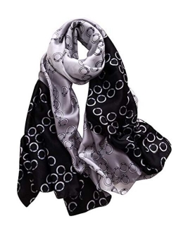 NUWEERIR Womens 100% Mulberry Silk Scarf Long Satin Scarf Fashion Designer Scarf Lightweight Wraps