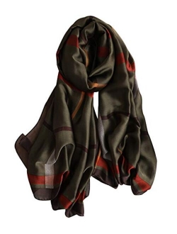 NUWEERIR Womens 100% Mulberry Silk Scarf Long Satin Scarf Fashion Designer Scarf Lightweight Wraps