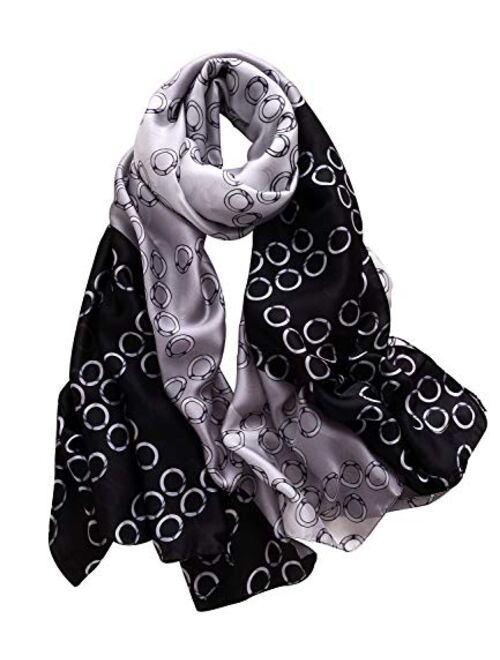 NUWEERIR Womens 100% Mulberry Silk Scarf Long Satin Scarf Fashion Designer Scarf Lightweight Wraps