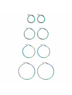 HooAMI 4 Pairs Stainless Steel Hoop Earrings Set for Women Girls Medium Hoop Earirings 20mm-45mm