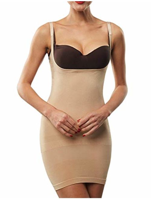 Franato Women's Shapewear Dress Control Slip Full Body Shaper Open Bust