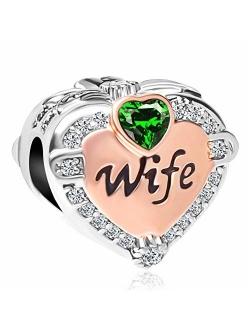 CharmSStory Rose Gold Wife Heart Love Charms Beads for Bracelets & Necklaces