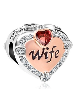 CharmSStory Rose Gold Wife Heart Love Charms Beads for Bracelets & Necklaces