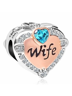 CharmSStory Rose Gold Wife Heart Love Charms Beads for Bracelets & Necklaces