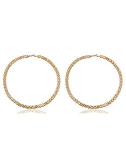 Mesh Pattern Large 4 Inch Hoop Earrings - Available in 2 Colors!