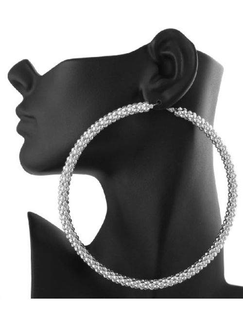 Mesh Pattern Large 4 Inch Hoop Earrings - Available in 2 Colors!