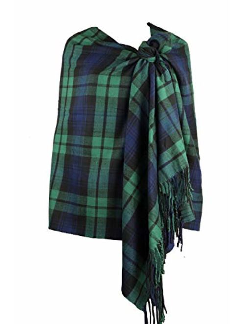 Achillea Long & Wide Scottish Clan Tartan Plaid Cashmere Feel Shawl Wrap Winter Warm Scarf 80" x 30"