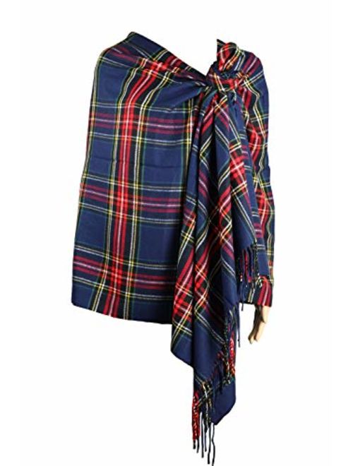 Achillea Long & Wide Scottish Clan Tartan Plaid Cashmere Feel Shawl Wrap Winter Warm Scarf 80" x 30"