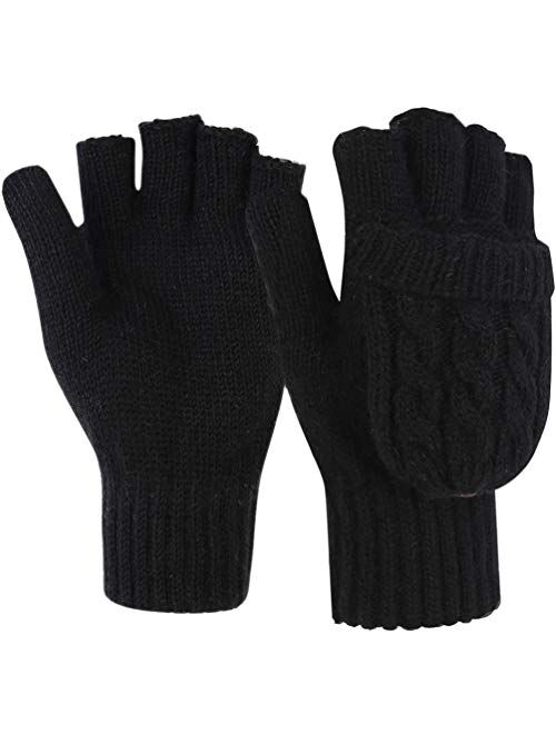 Buy Novawo Women Winter Warm Wool Blend Knitted Convertible Gloves