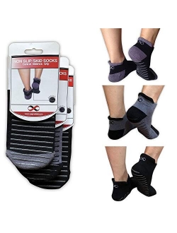 YogaAddict Non Slip Skid Socks with Grips, for Hospital Rehab, Traveling, Yoga, Pilates, Barre, Martial Arts, Trampoline, Fitness, Home Use, 1 & 2 Pairs Set, Women, Men, 