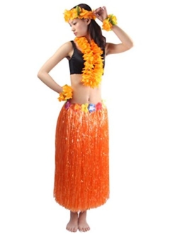 5pcs/ Set Women's Hawaiian Luau Elastic Grass Hula Skirt 80cm