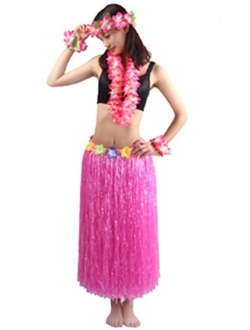 5pcs/ Set Women's Hawaiian Luau Elastic Grass Hula Skirt 80cm