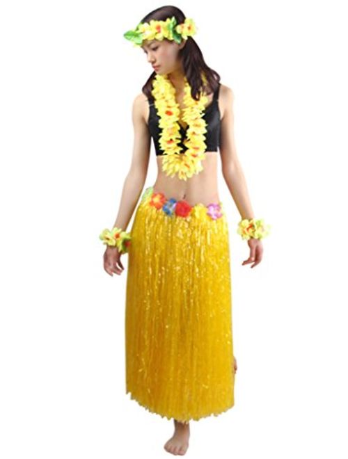 5pcs/ Set Women's Hawaiian Luau Elastic Grass Hula Skirt 80cm