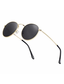 Small Round Polarized Sunglasses Retro Men Women Mirrored Lens Metal Frame Circle Sun Glasses Shades