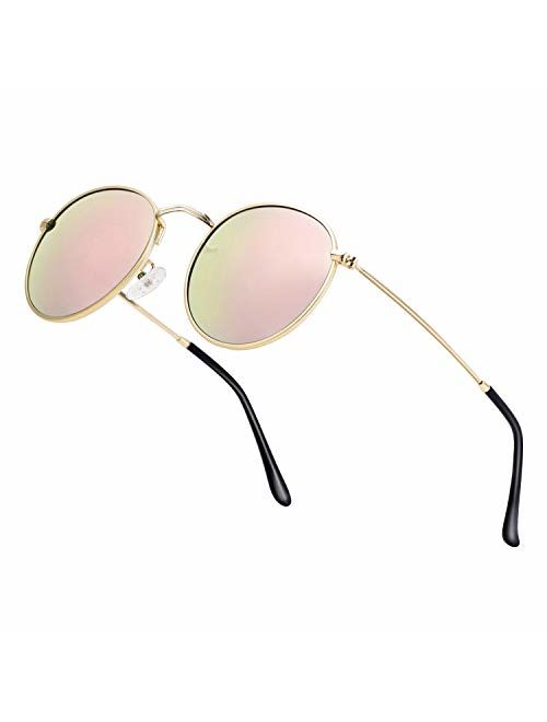 Small Round Polarized Sunglasses Retro Men Women Mirrored Lens Metal Frame Circle Sun Glasses Shades