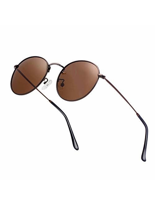 Small Round Polarized Sunglasses Retro Men Women Mirrored Lens Metal Frame Circle Sun Glasses Shades