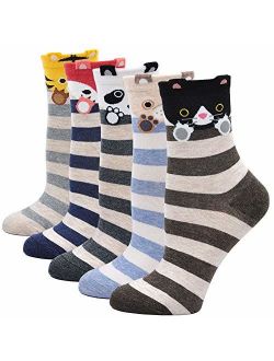 Ladies/Womens Cute Dog Casual Cotton Crew Socks Animal Printed Novelty Liner Socks