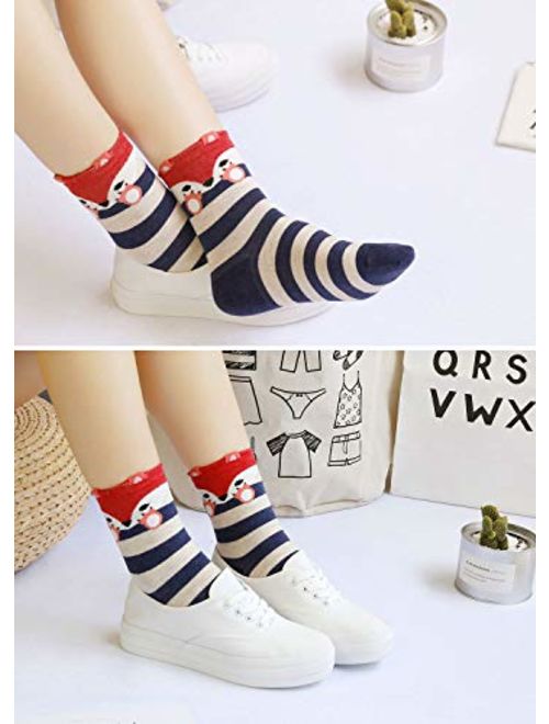 Ladies/Womens Cute Dog Casual Cotton Crew Socks Animal Printed Novelty Liner Socks