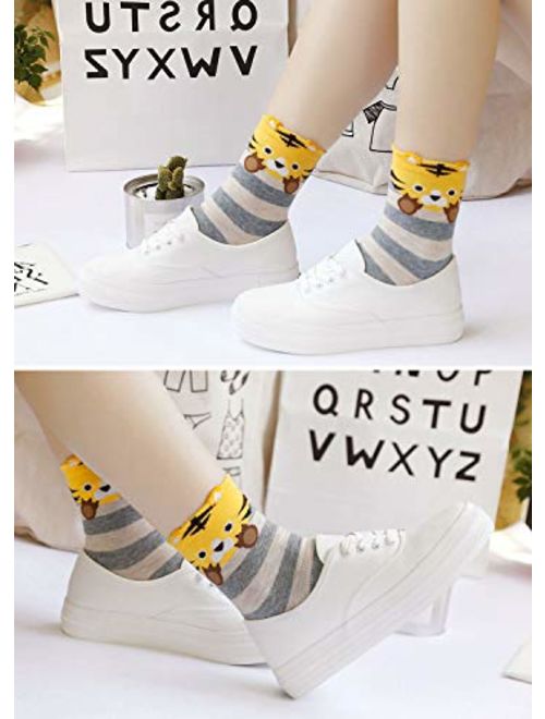 Ladies/Womens Cute Dog Casual Cotton Crew Socks Animal Printed Novelty Liner Socks