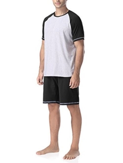 Men's Combed Cotton Soft Sleepwear Long Sleeve Top and Bottom Pajama Set Short Sleeve Set